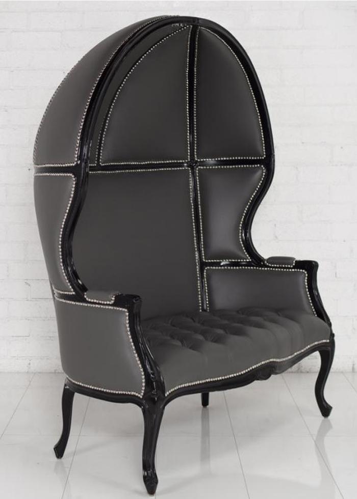 Louiseat Balloon Loveseat in Charcoal Leather